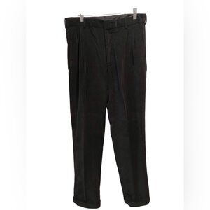 Lands End Men's 32 (Actual SZ 34x34) Black Cordurory Pleated Pants Cuffes